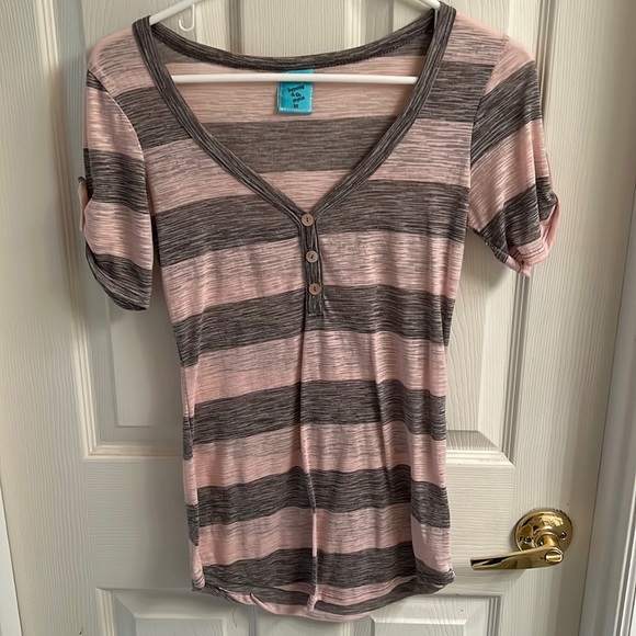 h.i.p. Tops - light pink and gray striped tank top